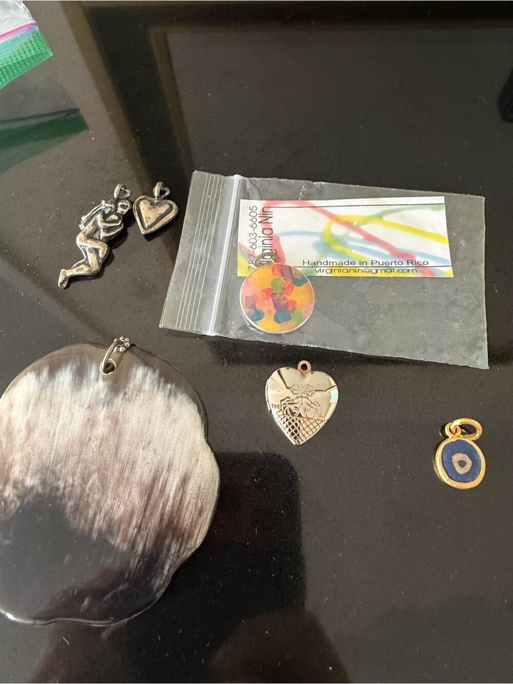 🗽Assorted Jewelry Charms - Silver Heart, Shell Pendant, Evil Eye